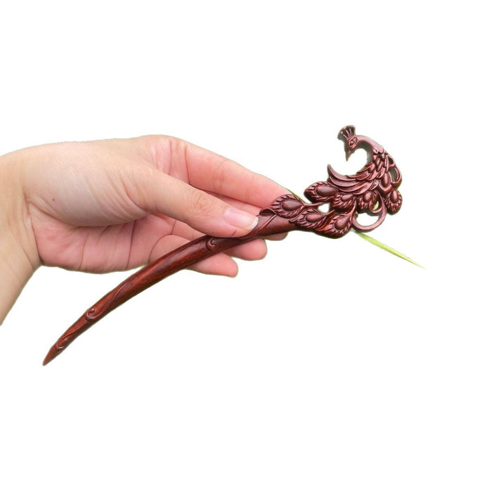 PF147 - Rosewood Peacock Hair Sticks - Wholesale
