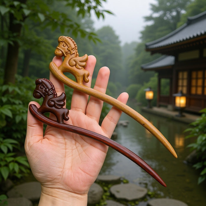 PF148 - Small Horse Wooden Hair Sticks - Wholesale