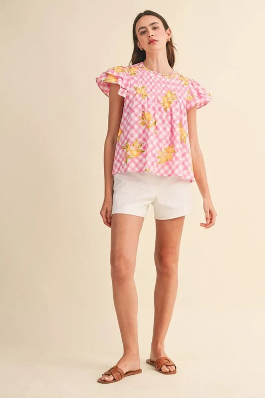 Pink Lemonade Flutter Top