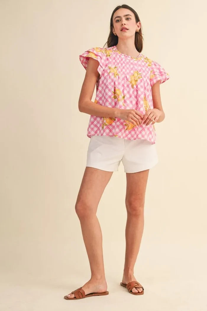 Pink Lemonade Flutter Top