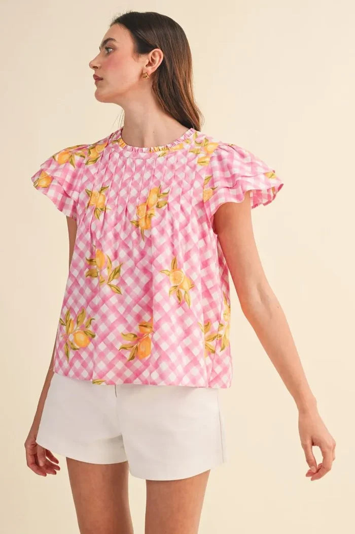 Pink Lemonade Flutter Top