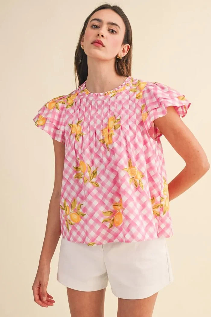 Pink Lemonade Flutter Top