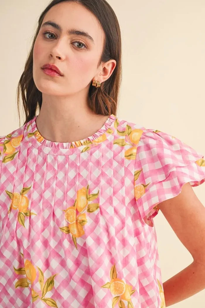 Pink Lemonade Flutter Top