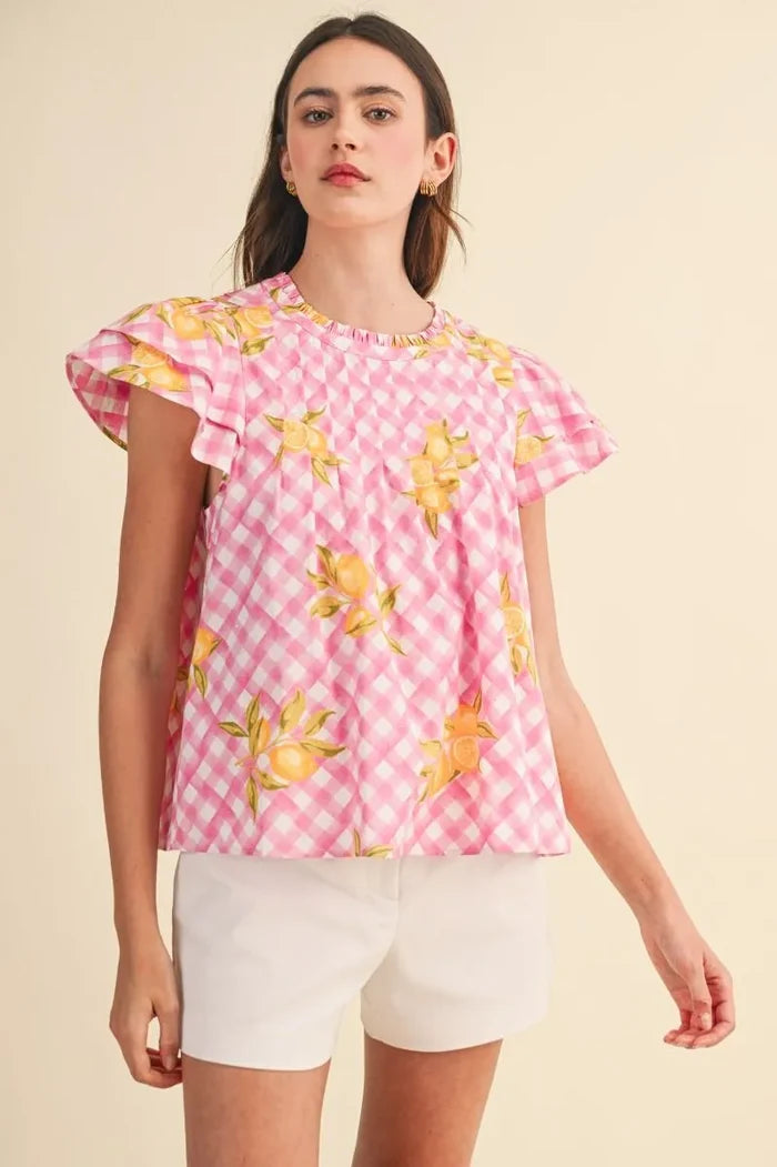 Pink Lemonade Flutter Top