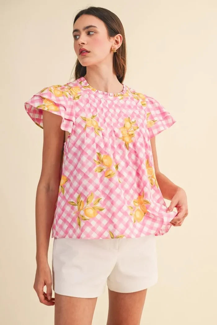 Pink Lemonade Flutter Top