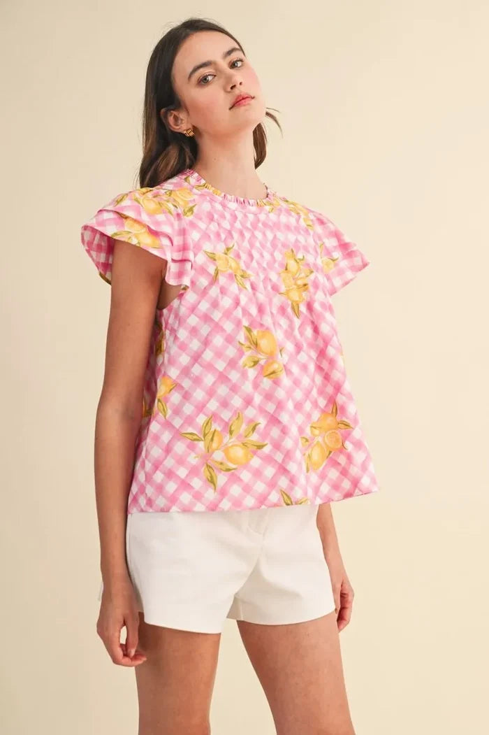 Pink Lemonade Flutter Top