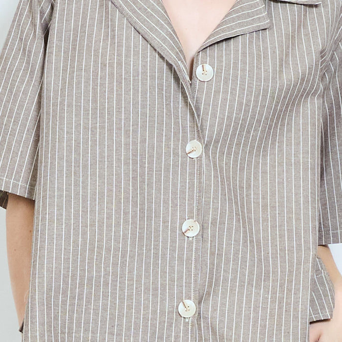 Pinstripe oversized button-up blouse wholesale
