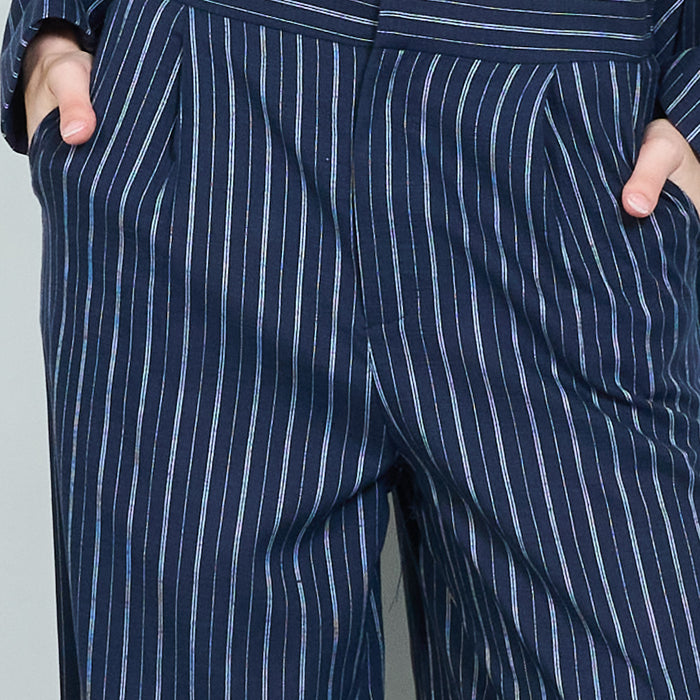 Pinstripe wide leg tailored trousers wholesale