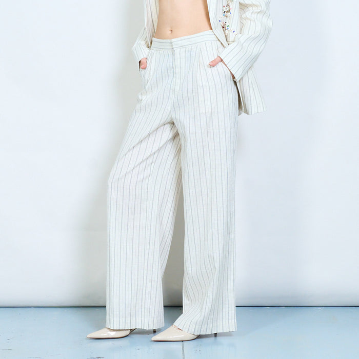 Pinstripe wide leg tailored trousers wholesale