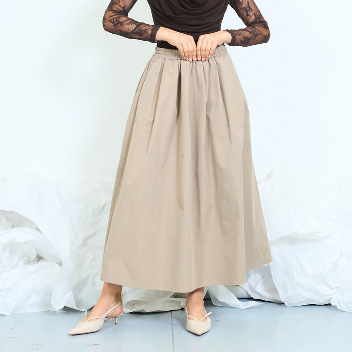 Pleated maxi skirt with elasticated waistband wholesale