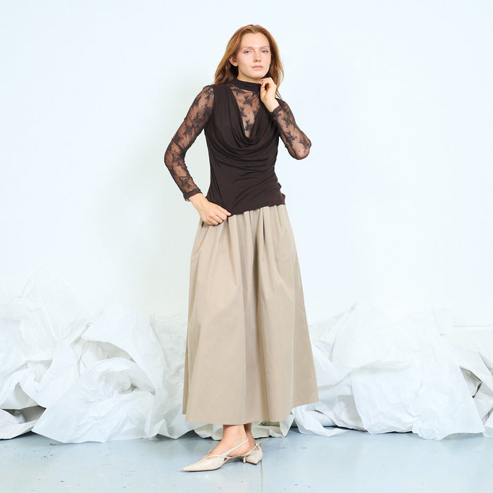 Pleated maxi skirt with elasticated waistband wholesale