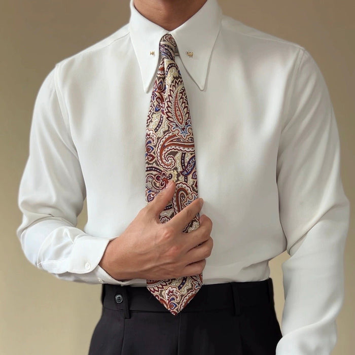 Pointed Collar Shirt with Collar Bar BRABION