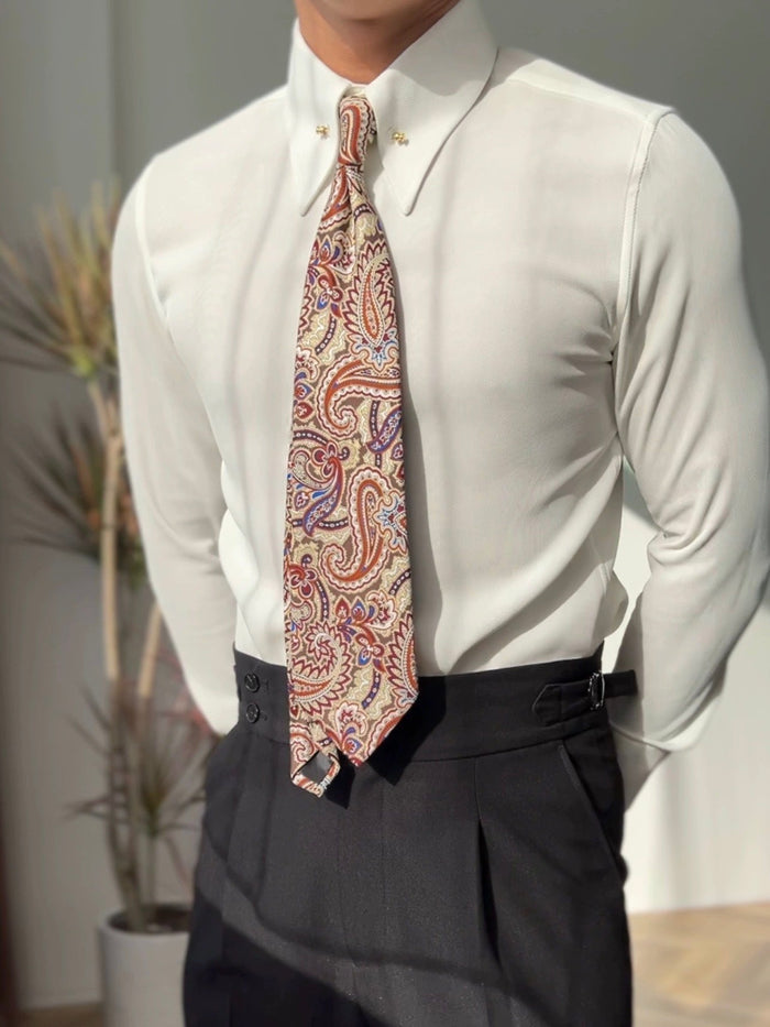 Pointed Collar Shirt with Collar Bar BRABION