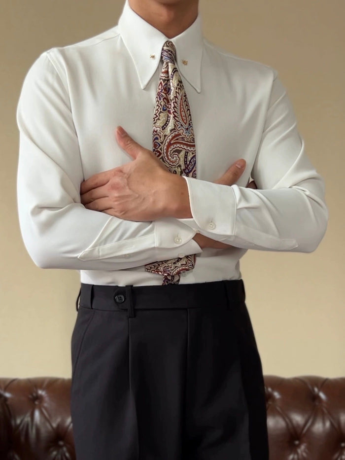 Pointed Collar Shirt with Collar Bar BRABION