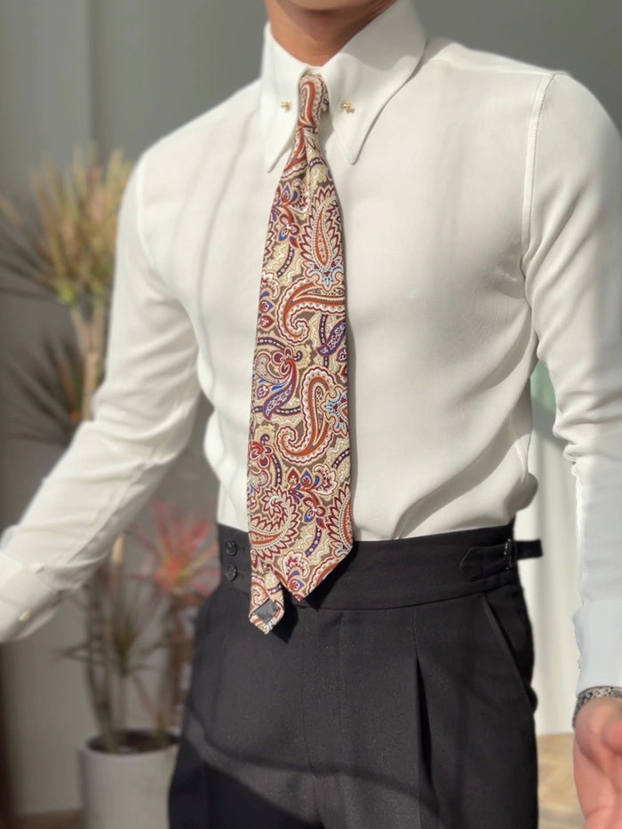 Pointed Collar Shirt with Collar Bar BRABION