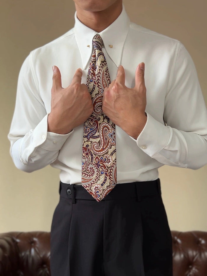 Pointed Collar Shirt with Collar Bar BRABION