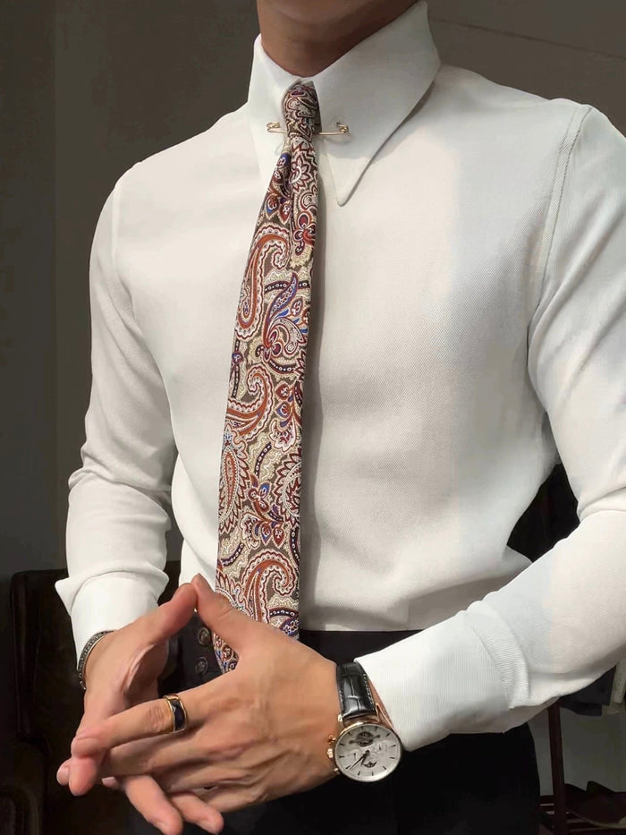 Pointed Collar Shirt with Collar Bar BRABION