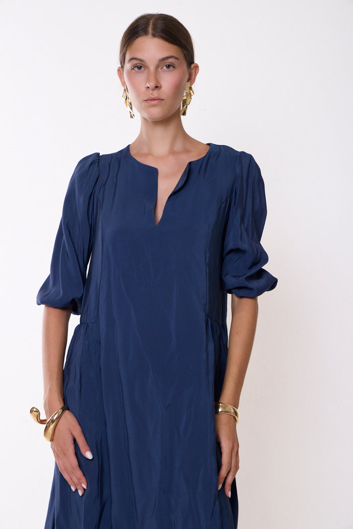 Puff-sleeve keyhole maxi dress wholesale