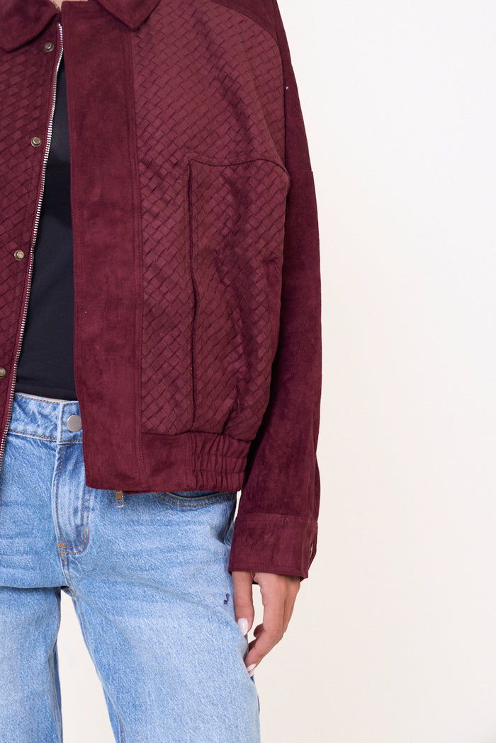 Quilted panel jacket with shirt collar wholesale