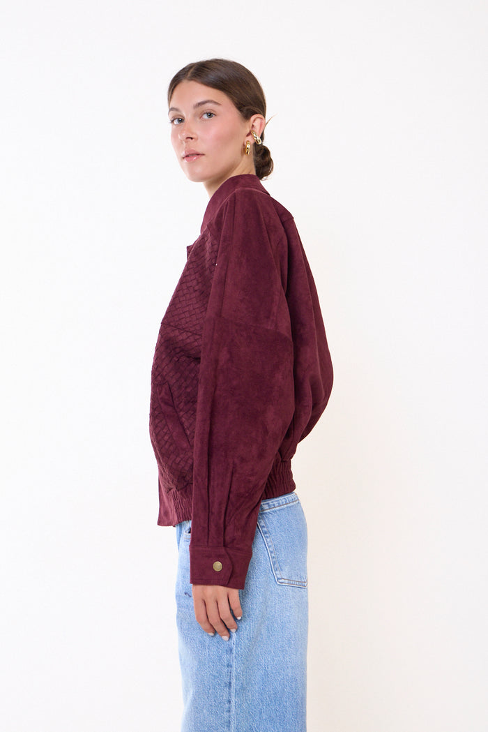 Quilted panel jacket with shirt collar wholesale