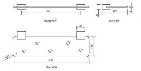 RBA Enda Shelf RBA1622 Acrylic Accessible Compliant