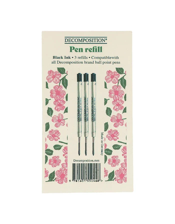 Decomposition Pen Refill Black Ink 3pk Recycled Ballpoint Pens