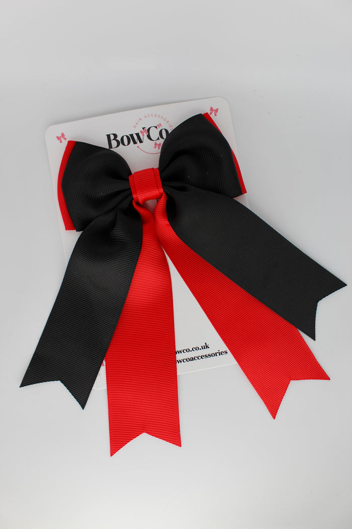 Red and Black - Classic Tail Bow - Clip