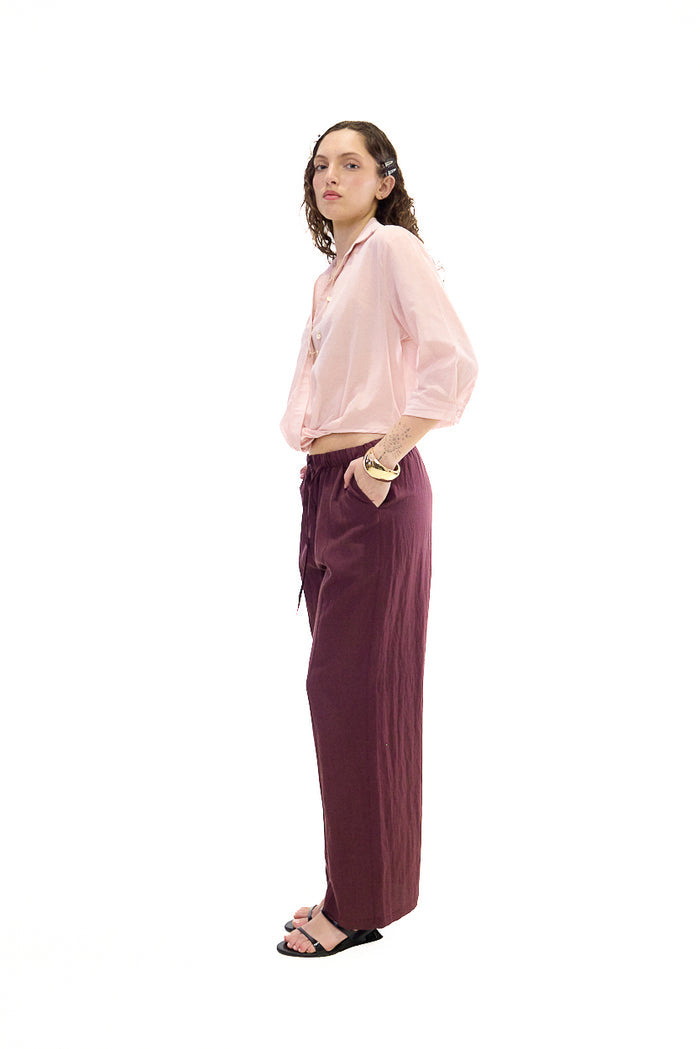 Relaxed drawstring wide leg trousers wholesale