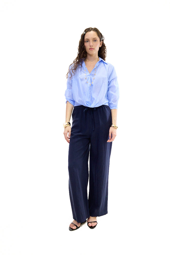 Relaxed drawstring wide leg trousers wholesale