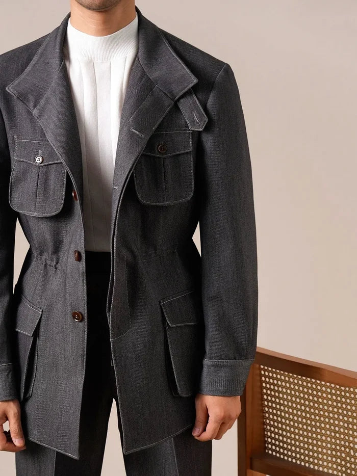 Retro Denim Hunting Jacket - Slim Fit Jacket by Italian Vega