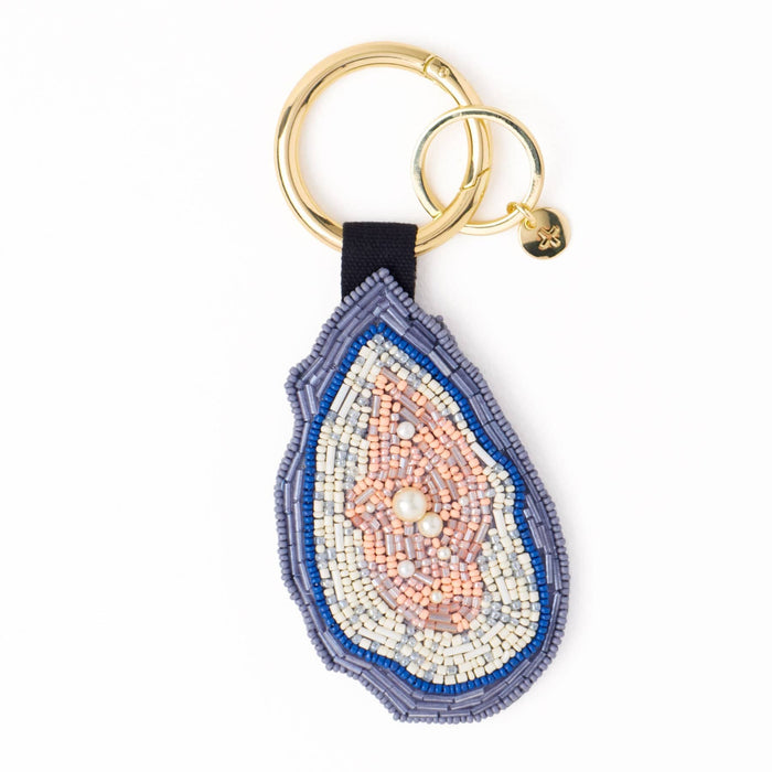 Riley Oyster Beaded Bag Charm Grey Wholesale
