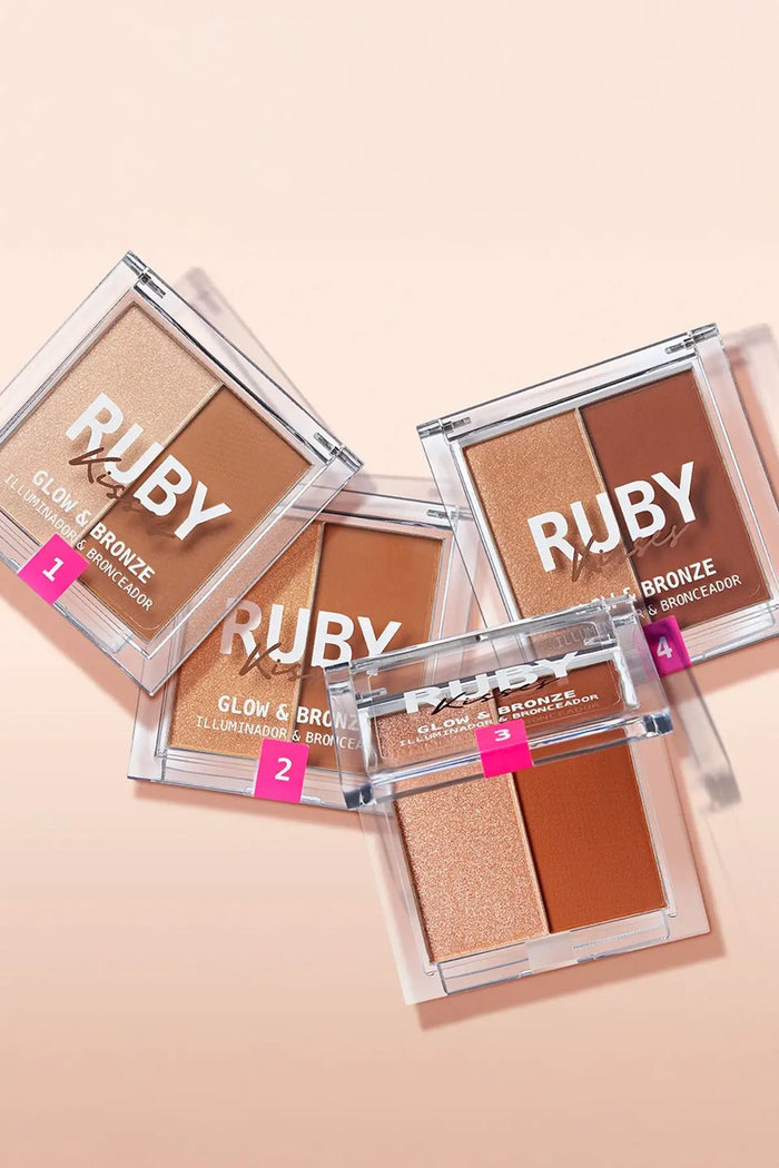 RUBY KISSES GLOW & BRONZE HIGHLIGHTER BRONZER 2IN1 PRESSED POWDER COMPACT - BSW BEAUTY CANADA