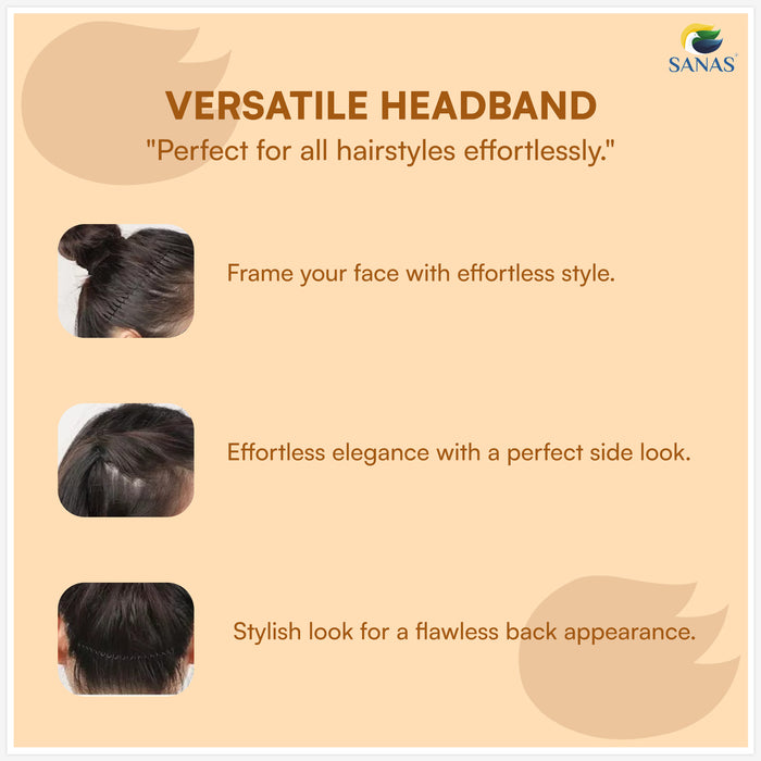 Black invisible fringe roll hair belt for women with secure grip for puff, bangs and front hair styling
