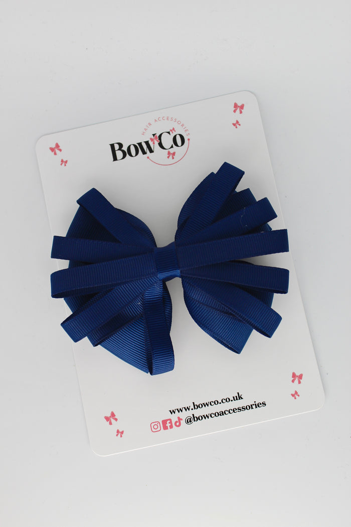 School Bow Navy Blue - Spiral Bow - Clip