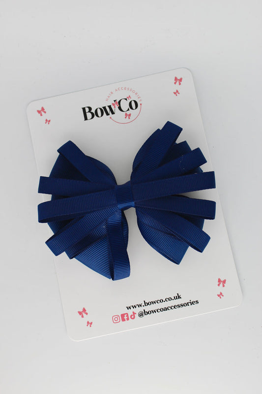 School Bow Navy Blue - Spiral Bow - Clip
