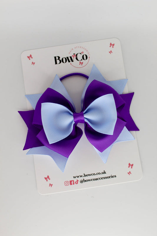 School Bow Purple and Bluebell - Layer Bow - Elastic