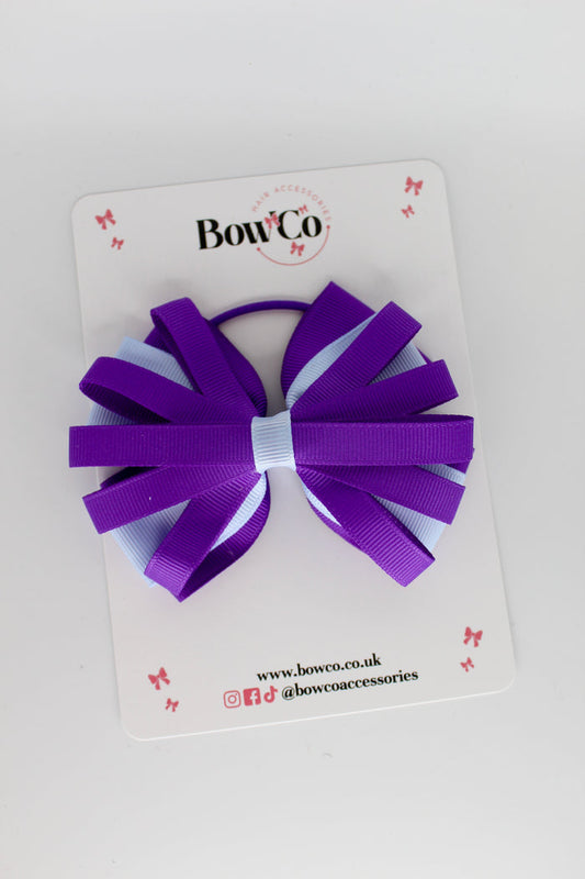 School Bow Purple and Bluebell - Spiral Bow - Elastic