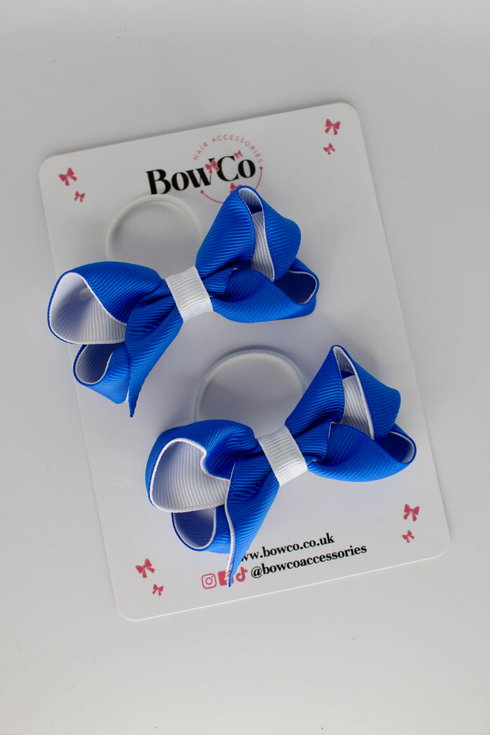 School Bow Royal Blue and White - Loop Bow Set - Elastic
