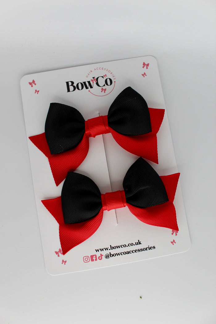 School Bows Red and Black - Bow Tail Set - Clip