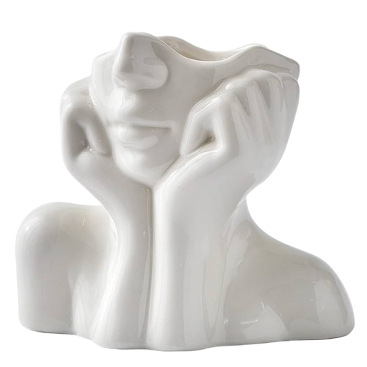 Sculptural Ceramic Daydreamer Face Vase