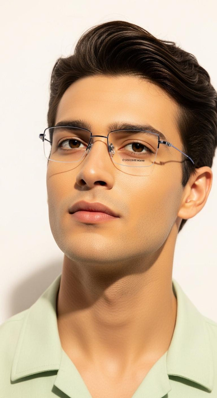 Silver Square Half Rim