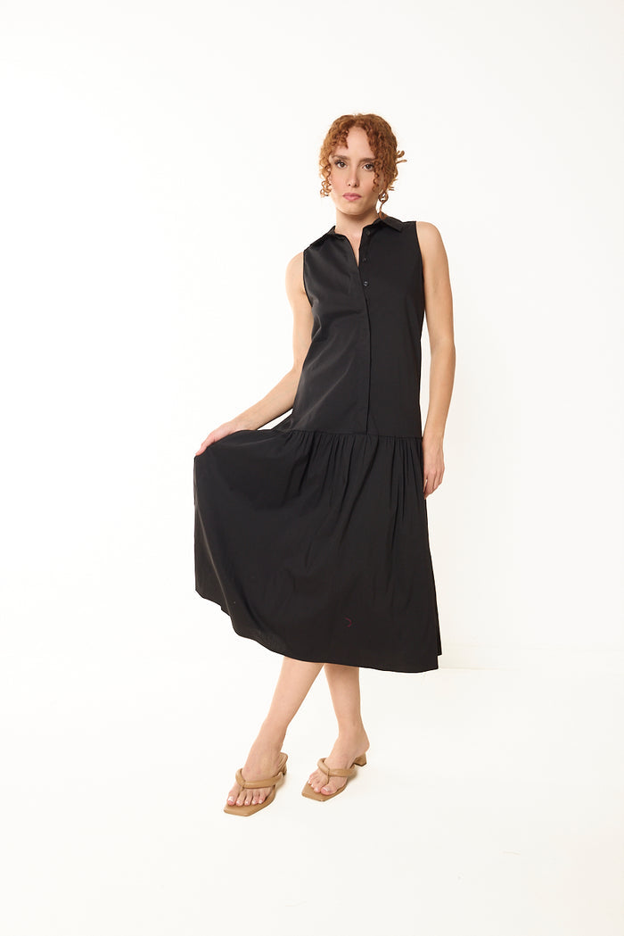 Sleeveless collared midi dress wholesale