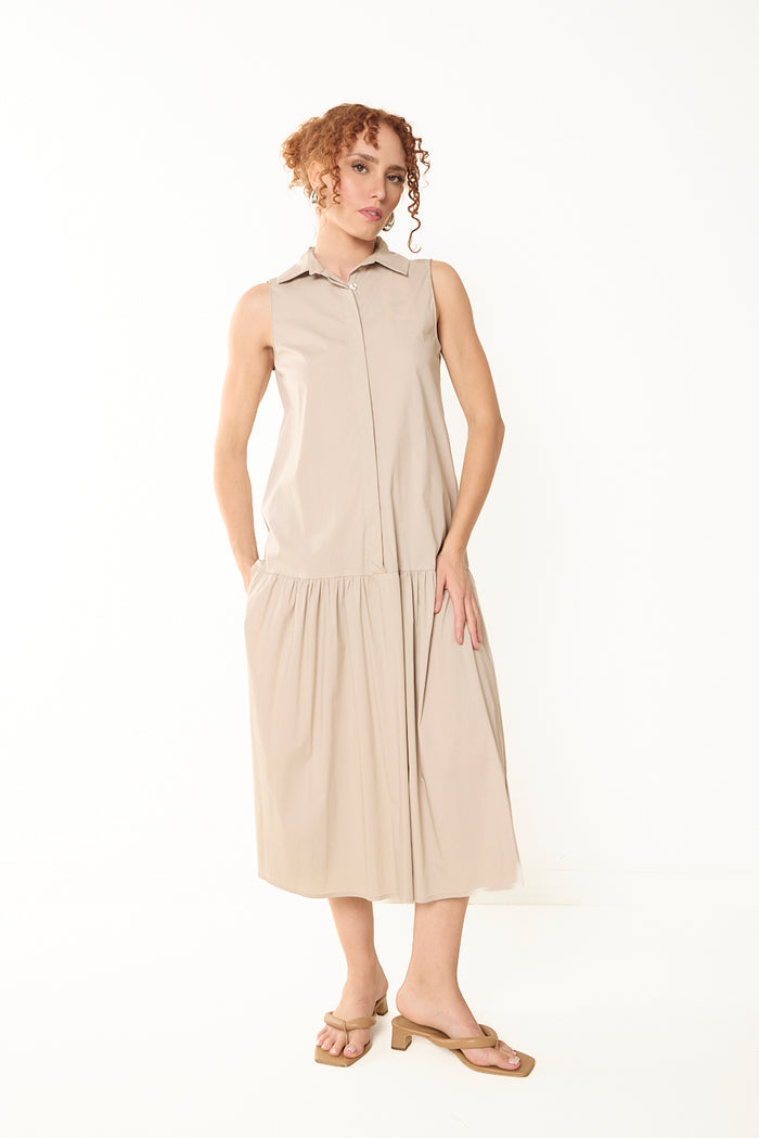 Sleeveless collared midi dress wholesale