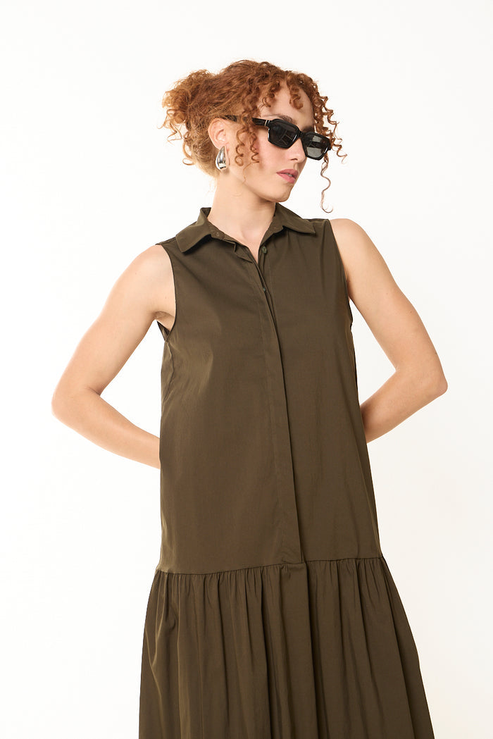 Sleeveless collared midi dress wholesale