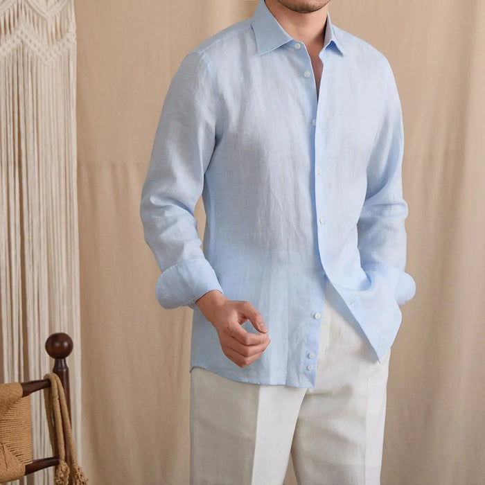 Slim-Fit Linen Long Sleeve Shirt BRABION