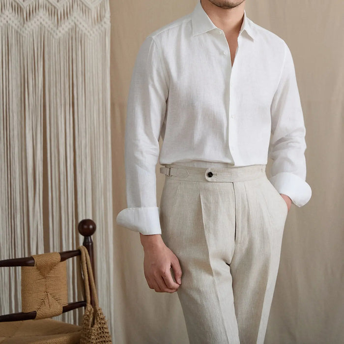 Slim-Fit Linen Long Sleeve Shirt BRABION