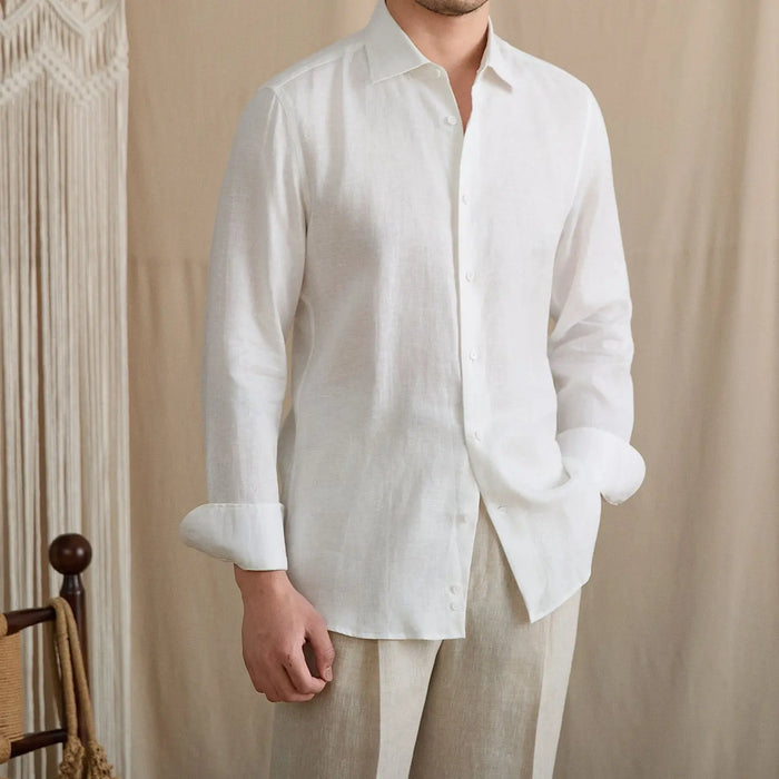 Slim-Fit Linen Long Sleeve Shirt BRABION