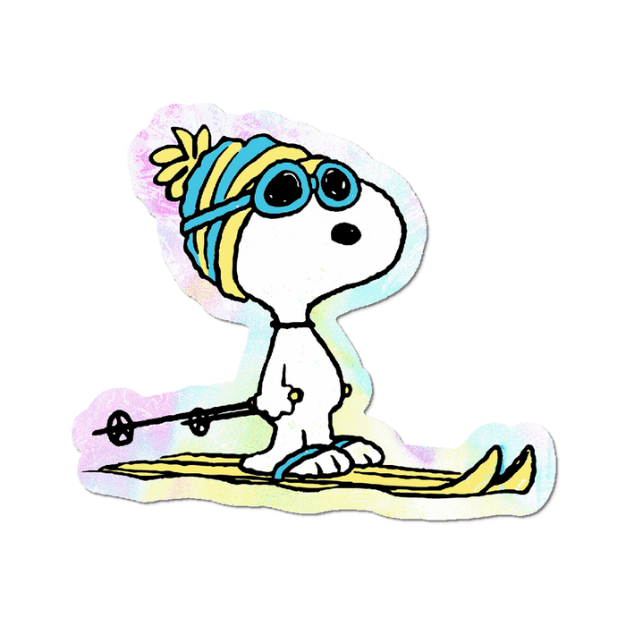 Snoopy Skier Holographic Sticker