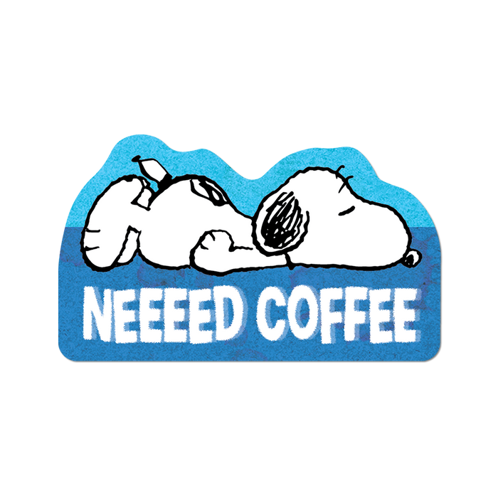 Snoopy Sticker Blue Need Coffee
