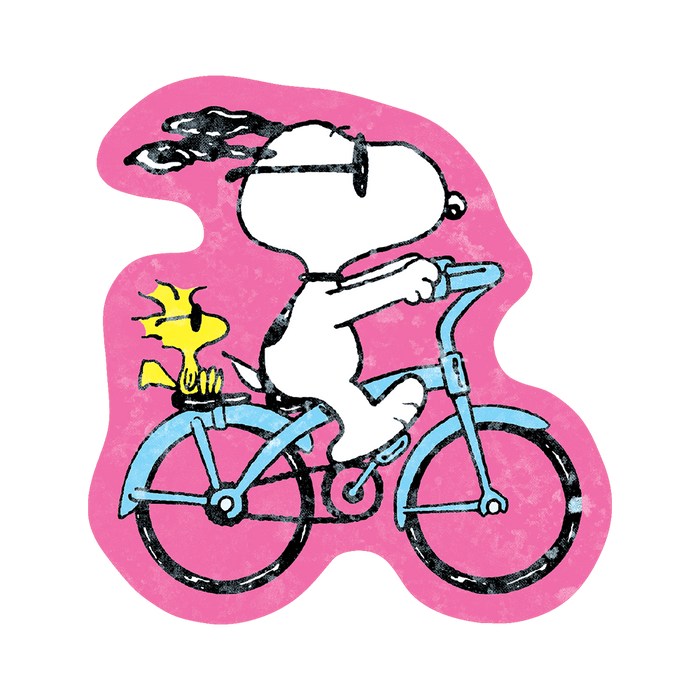 Snoopy Sticker Pink Bicycle Cruising